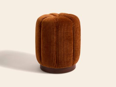 Round fabric pouf CLAUDEL COGNAC Clovi Paris