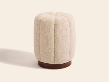 Round fabric pouf CLAUDEL LINEN TWEED Clovi Paris