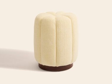 Round fabric pouf CLAUDEL SOFTNESS OF DAWN LINEN Clovi Paris