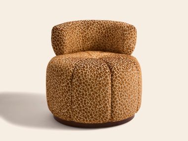Fabric easy chair with armrests GAINSBOURG LÉOPARD COGNAC Clovi Paris