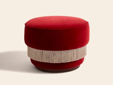 Round fabric pouf PIAF CARMINE VELVET Clovi Paris