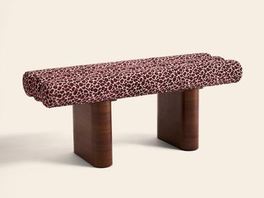 Fabric bench POMPIDOU LÉOPARD BURGUNDY Clovi Paris