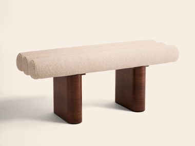Fabric bench POMPIDOU LINEN TWEED Clovi Paris