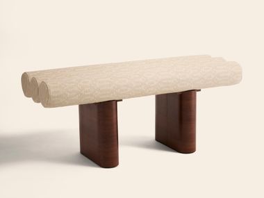 Fabric bench POMPIDOU NATURAL LINEN JACQUARD Clovi Paris