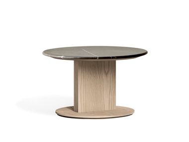 Round wooden coffee table with marble top ESTRATO Alexandra