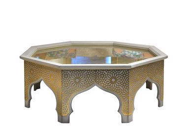 Octagonal low leather coffee table MEDINA Alexandra