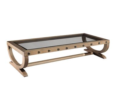Low wood and glass coffee table NICOSIA XL Alexandra