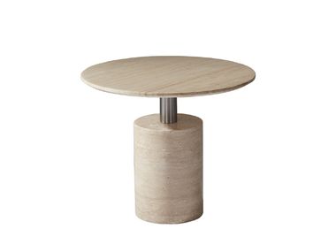 Round travertine side table EAVE Commune