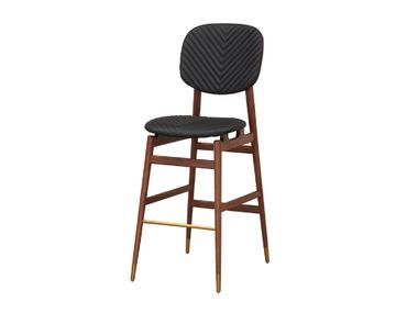Upholstered leather barstool with back VOLTA Commune