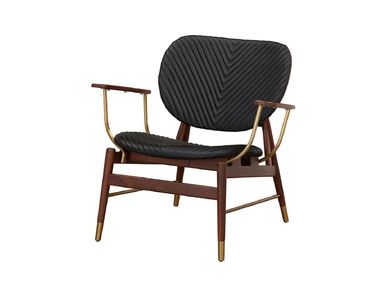 Leather armchair with armrests VOLTA Commune