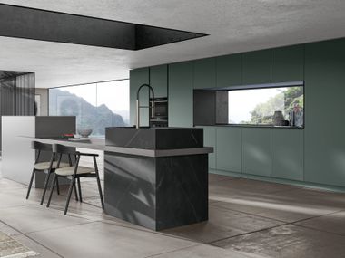 Cucina componibile in Fenix con piano e base cottura in acciaio inox CX 12 COMP. 2 Comprex