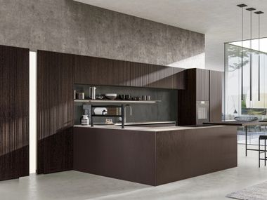 Cucina componibile con anta cannettata, penisola e piano snack CX 18 COMP. 2 Comprex