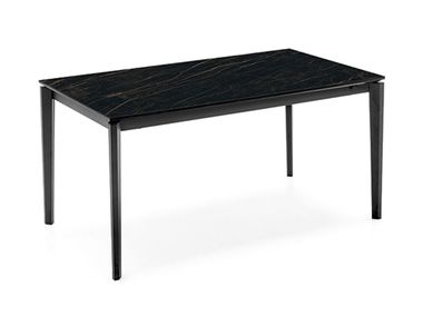 Extending ceramic dining table with metal base PENTAGON FAST