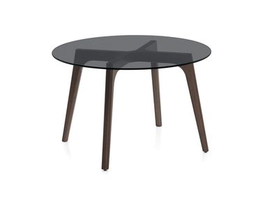 Round wood and glass table POD Connubia