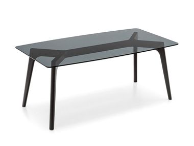 Rectangular wood and glass table POD Connubia