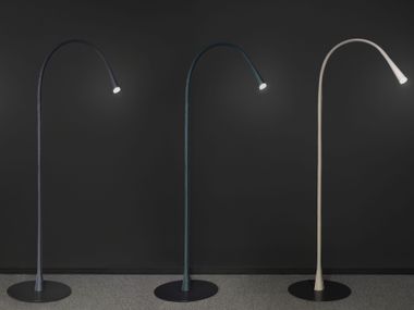 LED leather floor lamp with swing arm FLEXILED Contardi