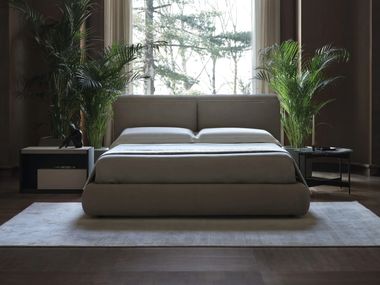 Leather double bed with upholstered headboard PILLOW Conte Casa