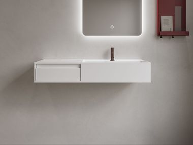 Rectangular wall-mounted washbasin in Acovi® with drawer MODUL 100 RIGHT WITH DRAWER Copenhagen Bath