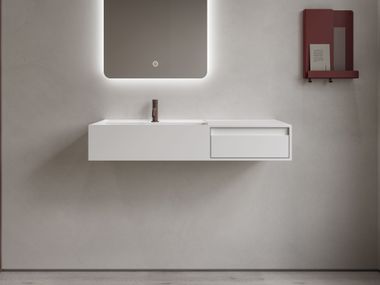Rectangular wall-mounted washbasin in Acovi® with drawer MODUL 100 WITH DRAWER Copenhagen Bath