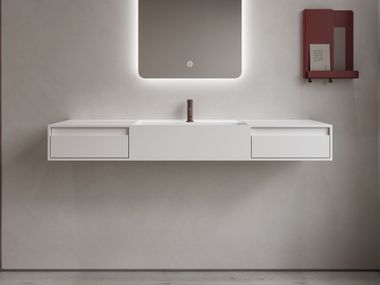 Rectangular wall-mounted washbasin in Acovi® with drawers MODUL 140 WITH DRAWER Copenhagen Bath
