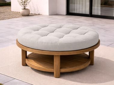 Outdoor fabric cushion OTTOMAN ROUND/CIRCLE TUFTED CUSHION Covers&All