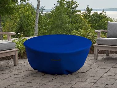 Protective cover for round fire pits ROUND STONE FIRE PIT CUSTOM COVERS Covers&All