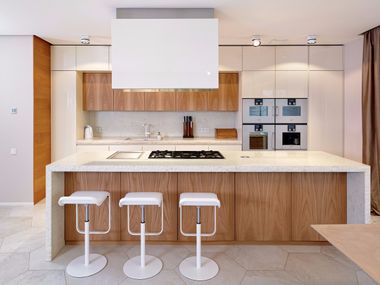 Elm and stone kitchen with island D90 / T45 TM Italia Cucine