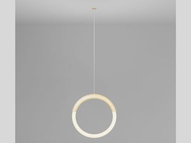 LED timber and brass pendant lamp OMRI D.Bianco