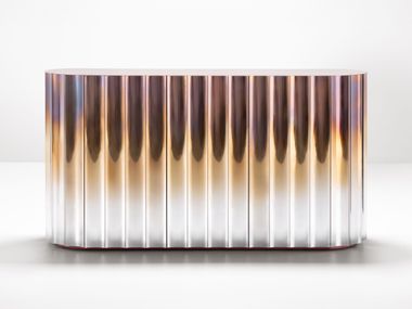 Stainless steel and wood sideboard with doors DORICA