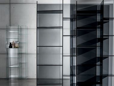Freestanding modular glass bookcase DELPHI H. 190 Sovet italia
