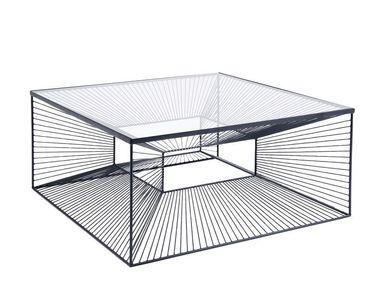 Square glass and steel central coffee table DIMENSION KARE Design