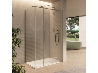 Corner shower cabin with hinged door INES 4 DISENIA