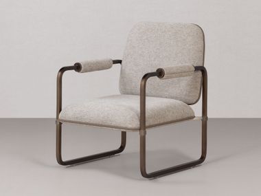 Sled base fabric easy chair with armrests AR.04 DIVIANA