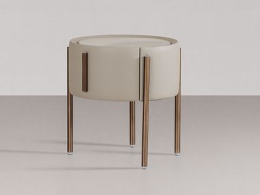 Comodino rotondo rivestito in pelle con cassetto NST.03 DIVIANA