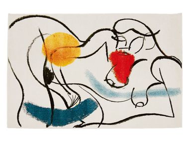 Rectangular custom polypropylene rug WOMAN LAYING (MULTICOLOUR) DIZA