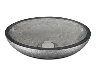 Lavabo da appoggio ovale in resina DOLCE OVAL TEXTURE PLATINUM Vallvé