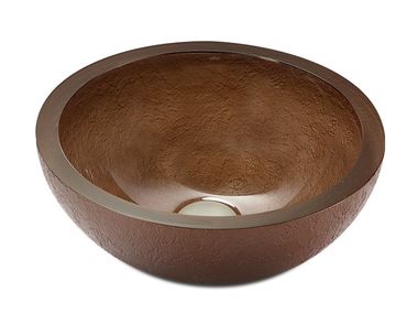 Lavabo da appoggio rotondo in resina DOLCE ROUND TEXTURE BRONZE Vallvé