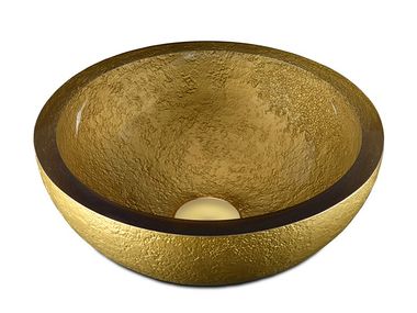 Lavabo da appoggio rotondo in resina DOLCE ROUND TEXTURE GOLD Vallvé