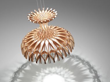 Lampada a sospensione a LED in legno DOME 90 Bover