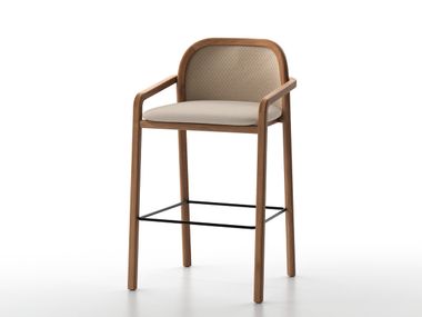 High teak garden stool with back NARA DRIGANI