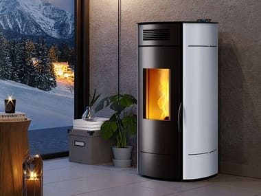 CAMINETTI MONTEGRAPPA, DROMA Stufa a pellet in acciaio a parete