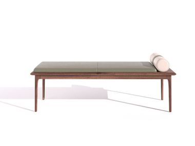 Upholstered leather dormeuse with wooden base SPRING Dash Casa