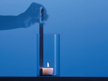 Portacandele in acciaio inox e vetro ANTE LITTERAM Davide Groppi