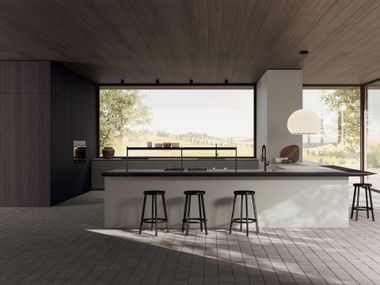 Kitchen with a 75°-Angled Snack System CO.05 DelTongo