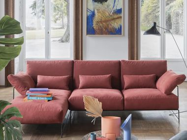 Sofá de tecido com estojo removível com chaise-longues RITO Désirée