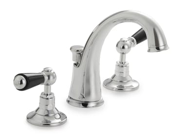 Devon&Devon, BLACK DANDY Rubinetto per lavabo a 3 fori da piano con rosette separate