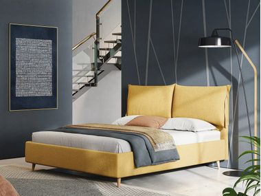 Letto sfoderabile contenitore in tessuto con testiera imbottita ELETTRA Divani.Store