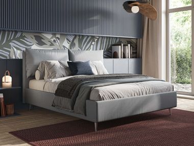 Letto sfoderabile contenitore in tessuto con testiera imbottita ELSA Divani.Store