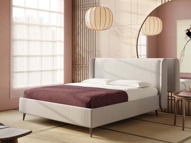 Letto sfoderabile contenitore in tessuto con testiera imbottita NADINE Divani.Store