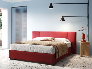 Letto sfoderabile contenitore in tessuto con testiera imbottita OMERO Divani.Store